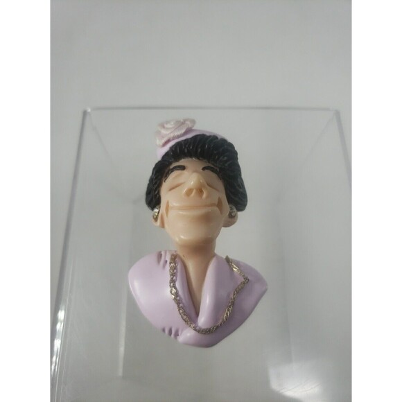 Vintage D Manning Art Magnet Woman Flower Hat Necklace Rare Uncommon Lady Face - Picture 2 of 10